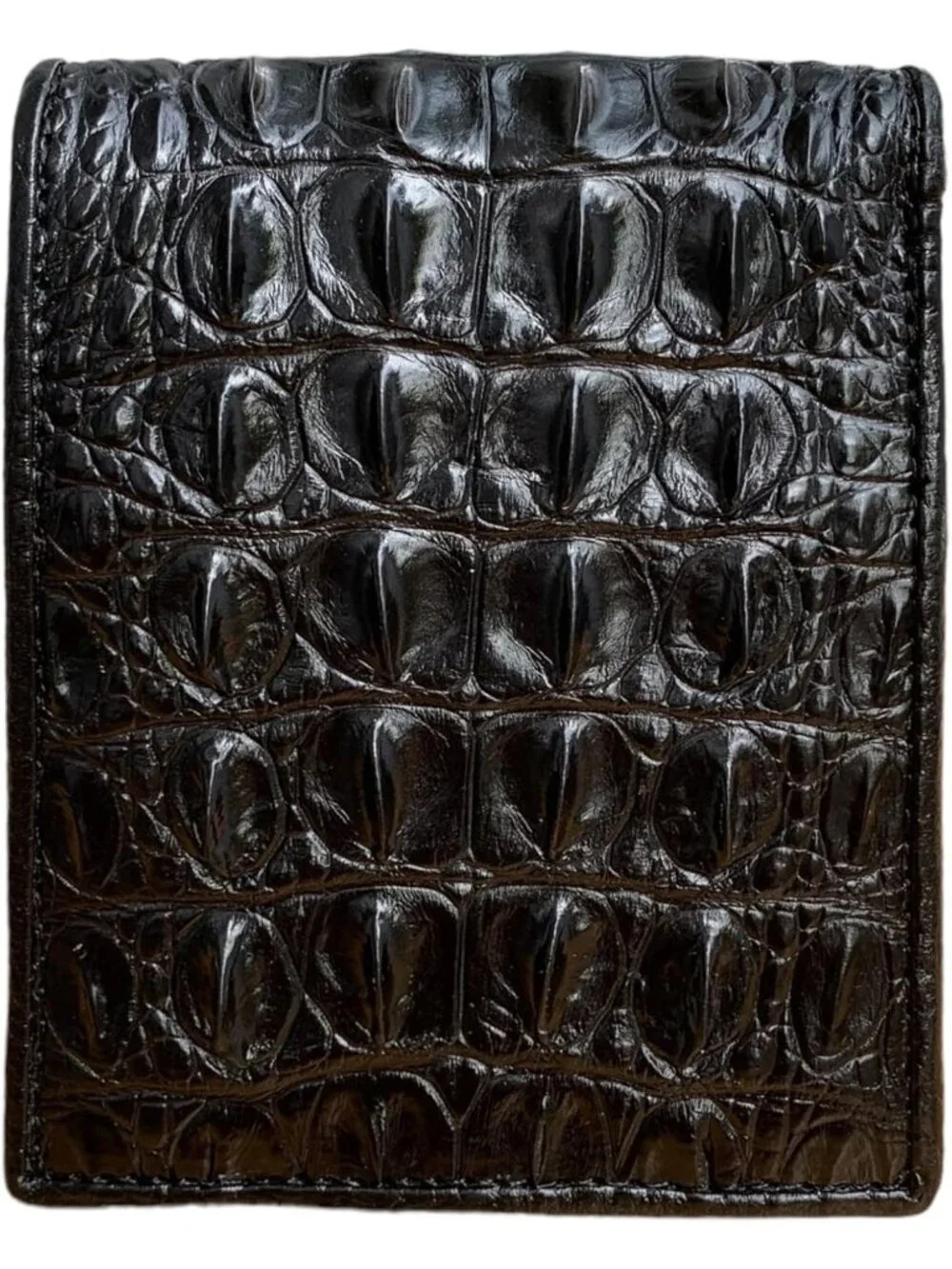 Genuine Alligator Bifold Wallet for Men - Real Crocodile Leather, Black Hornback